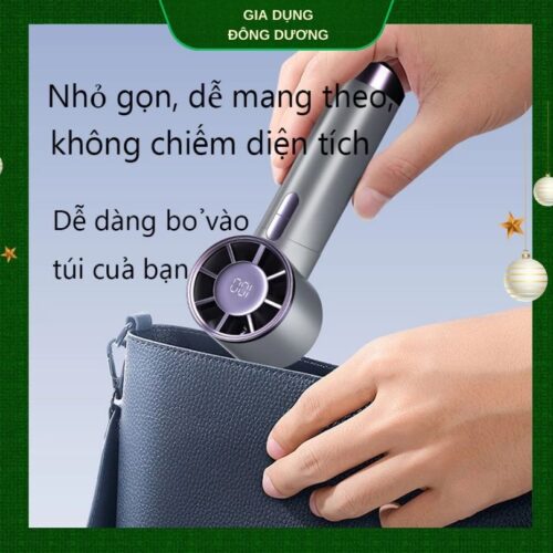 Quạt Tích Điện Cầm Tay Turbo 100 Cấp Độ Gió Mạnh Dùng 2 - 3 Tiếng Liên Tục - Hình ảnh 3